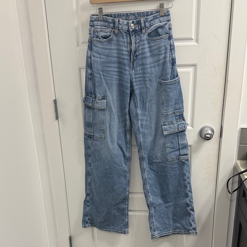 American eagle 00 Curvy super high rise baggy wide leg‎ Cargo Size 00